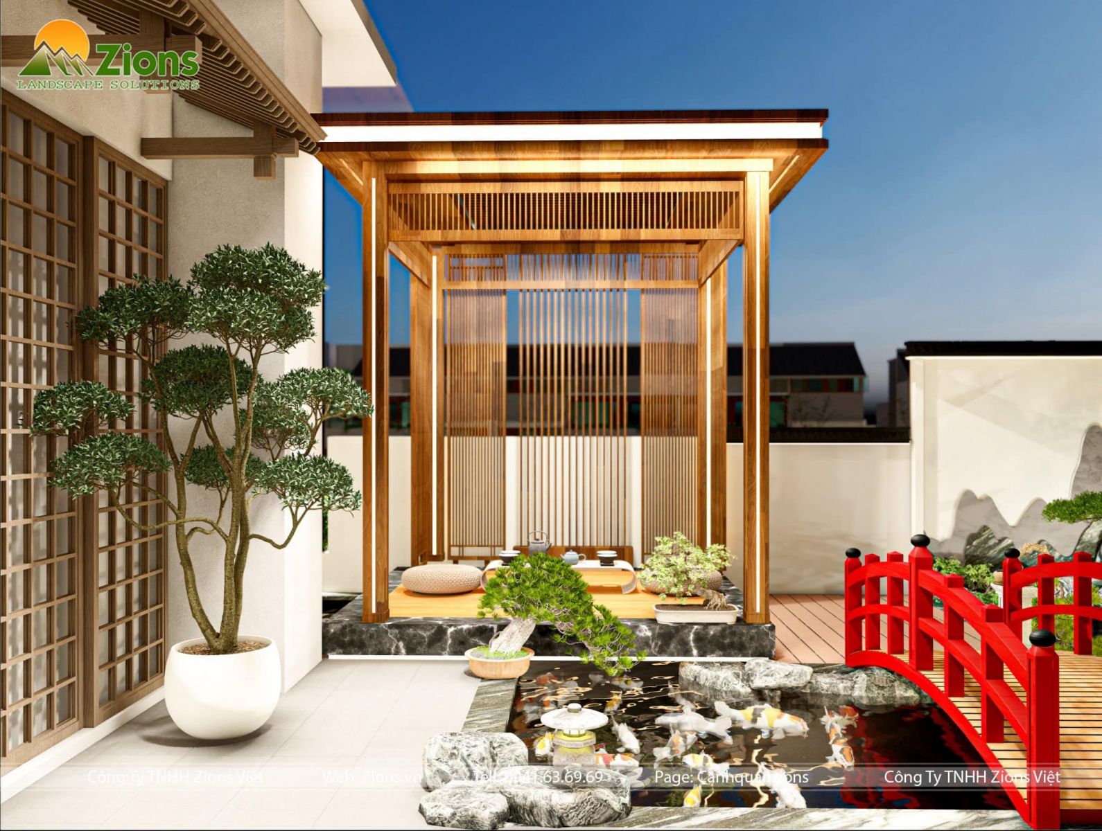 sân vườn nhật bản hiện đại